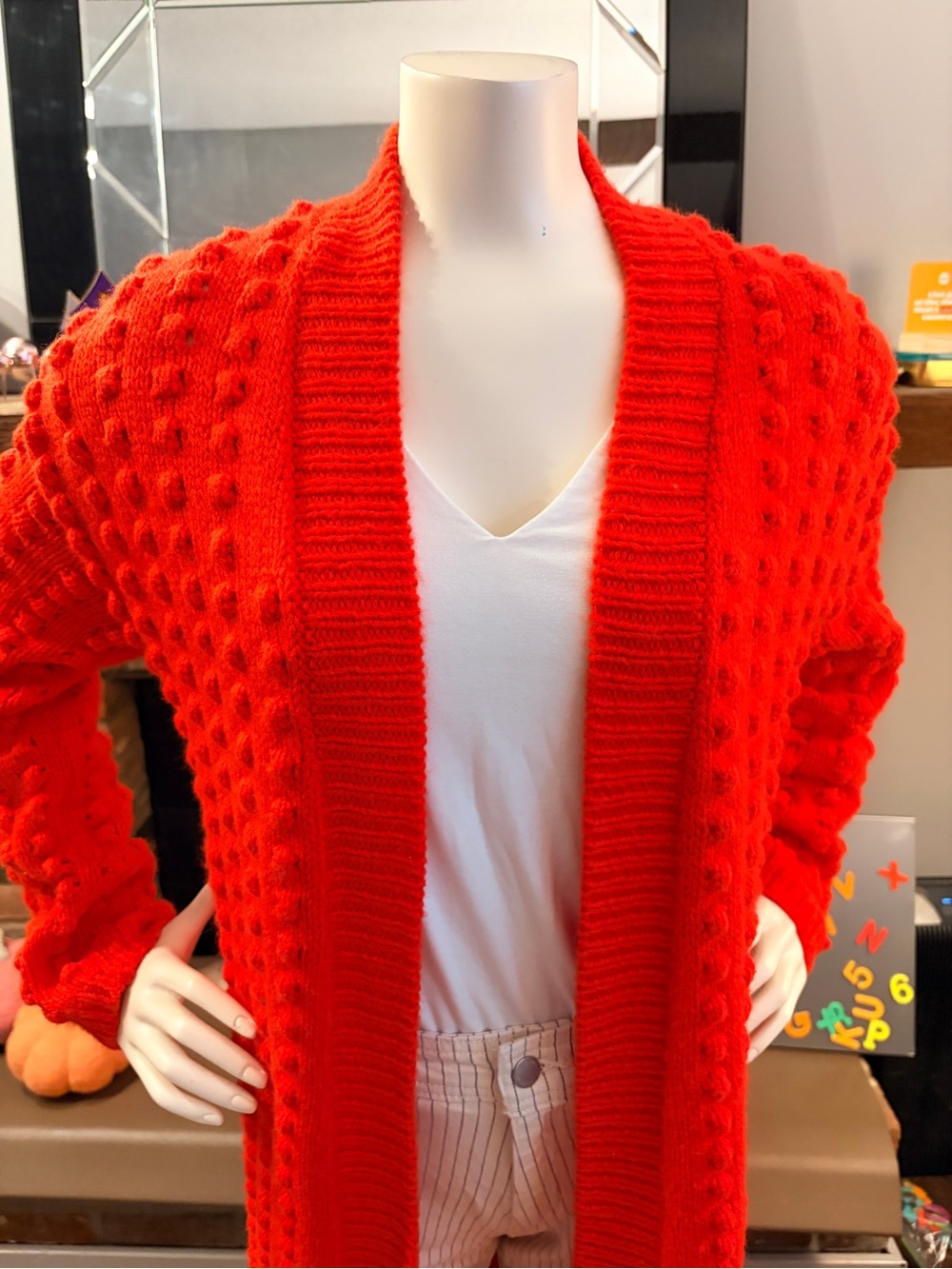 LEGO x Target Red Popcorn Knit Long Cardigan Wool Blend - Picture 3 of 10